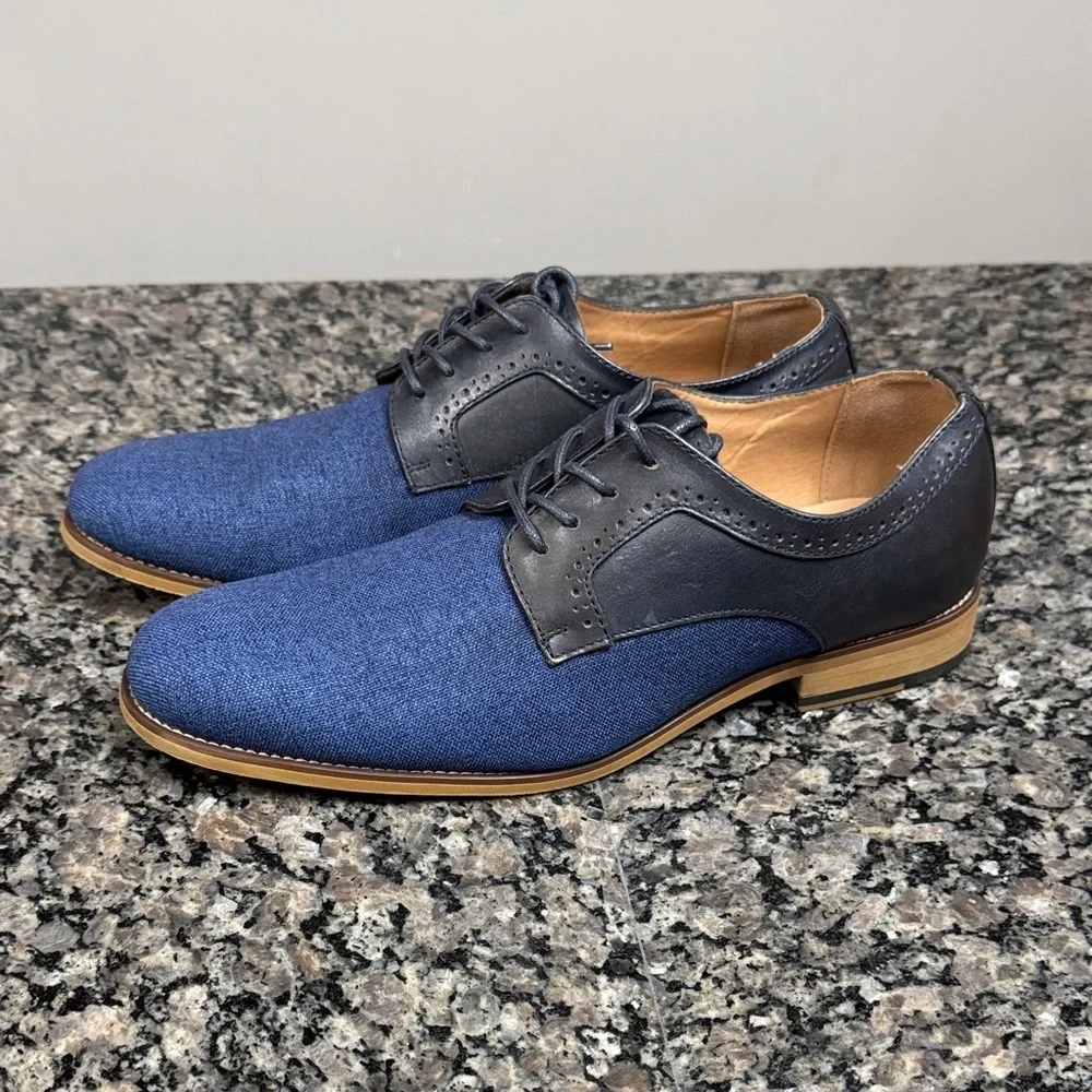 La Milano leather black and blue Everett Men's Oxfords EUC 11